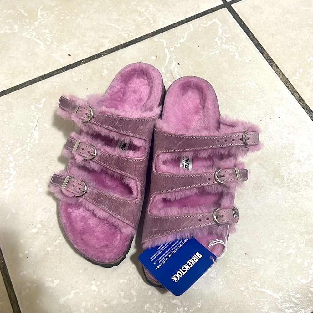 Birkenstock Florida Fresh Shearling Oiled Lavender purple sandal SIZE 7